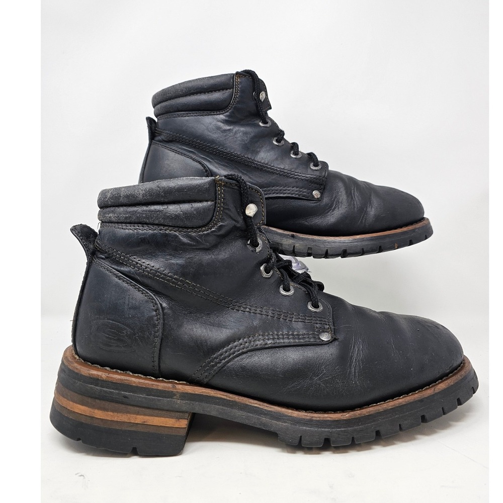 Skechers Men's Black Leather Lace Up Work Boots Oil Resistant Size 11.5